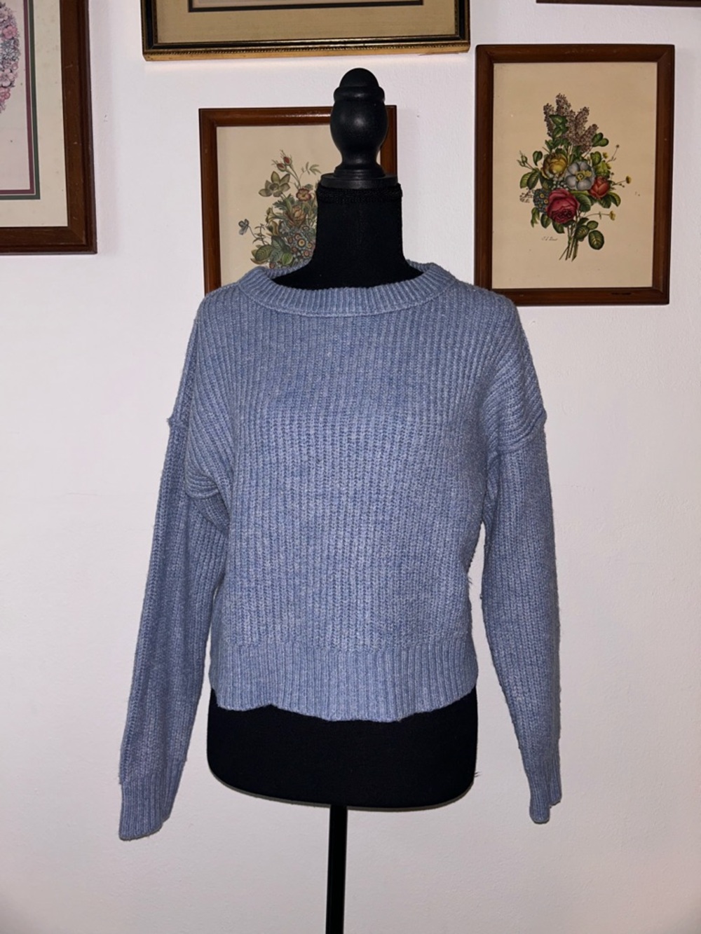 American Eagle Outfitters Ribbed Crewneck Sweater in Light Blue